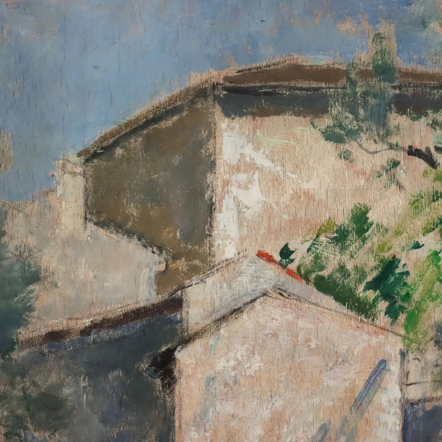 Modern Painting Signed Renzo Biasion Garda Landscape 1953
