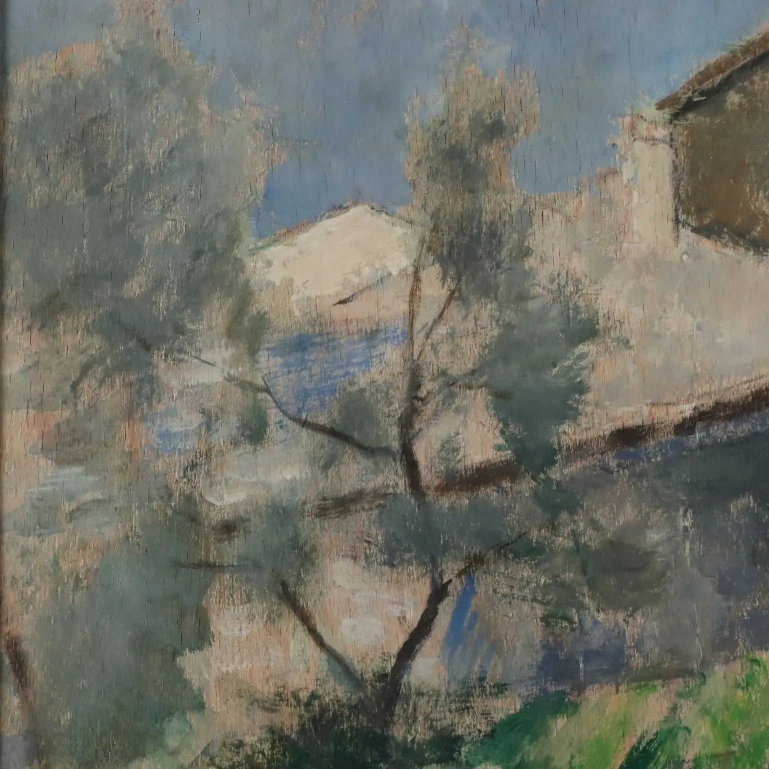 Modern Painting Signed Renzo Biasion Garda Landscape 1953