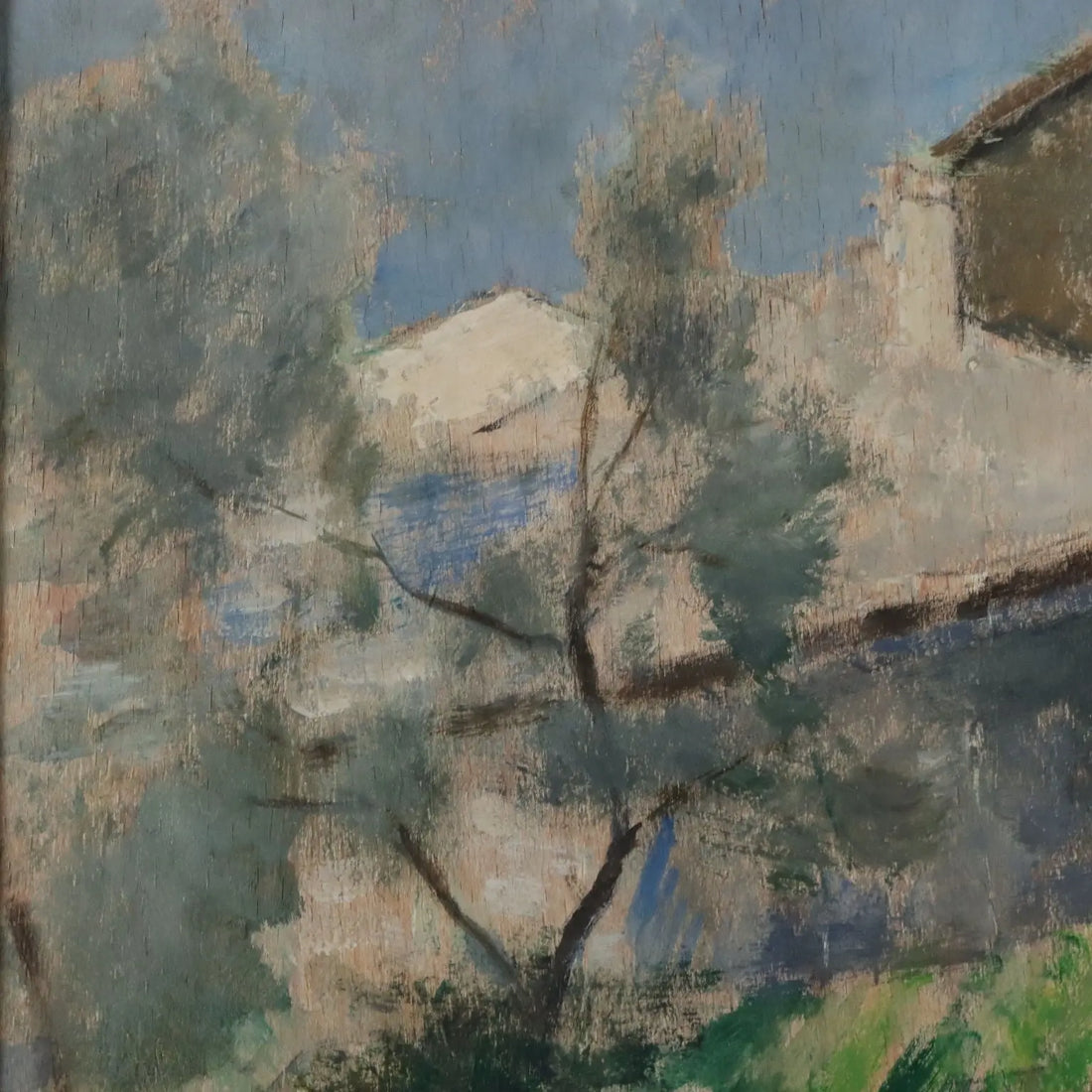Modern Painting Signed Renzo Biasion Garda Landscape 1953
