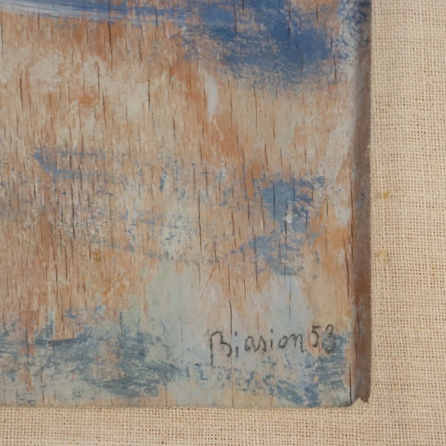 Modern Painting Signed Renzo Biasion Garda Landscape 1953