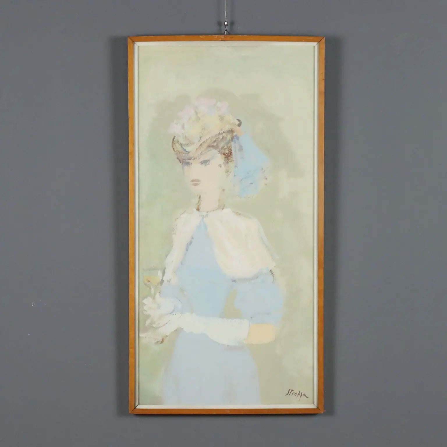 Modern Painting Signed Leonardo Stroppa Female Figure '900