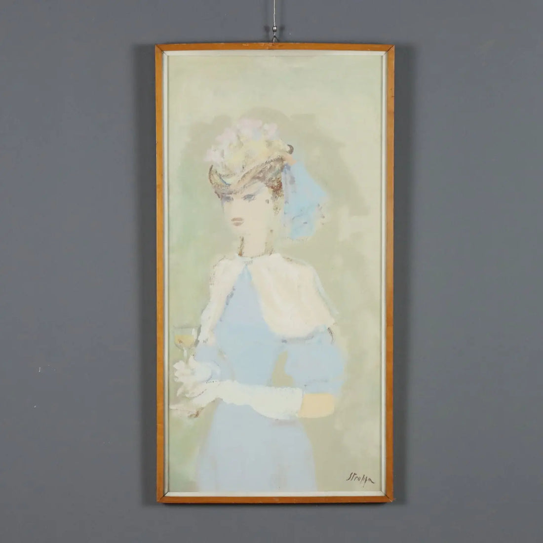 Modern Painting Signed Leonardo Stroppa Female Figure '900
