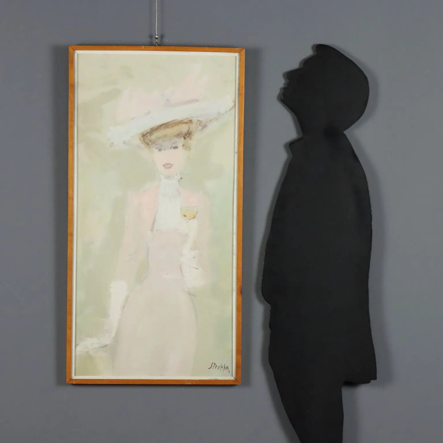 Modern Painting Signed Leonardo Stroppa Female Figures XX Century