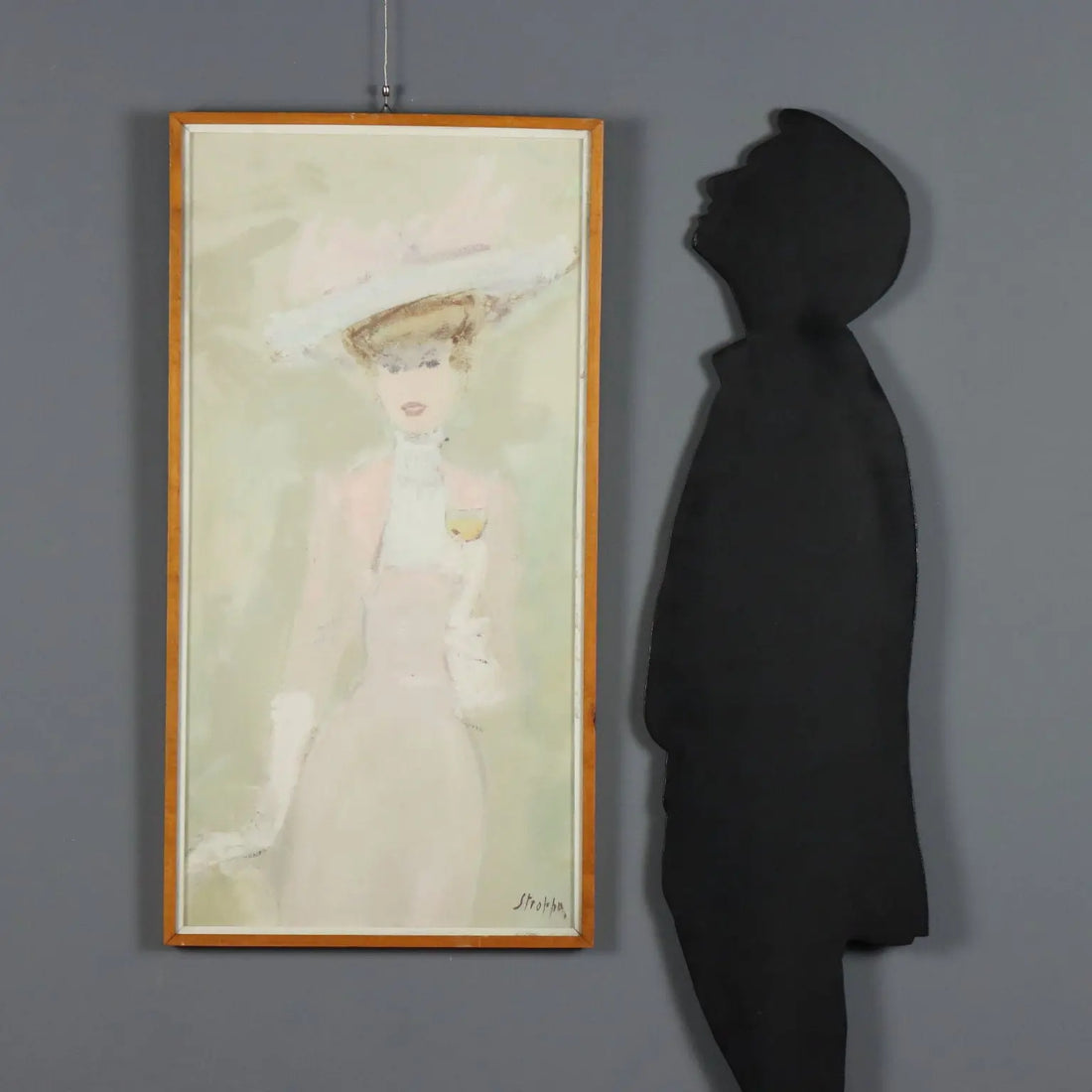 Modern Painting Signed Leonardo Stroppa Female Figures XX Century