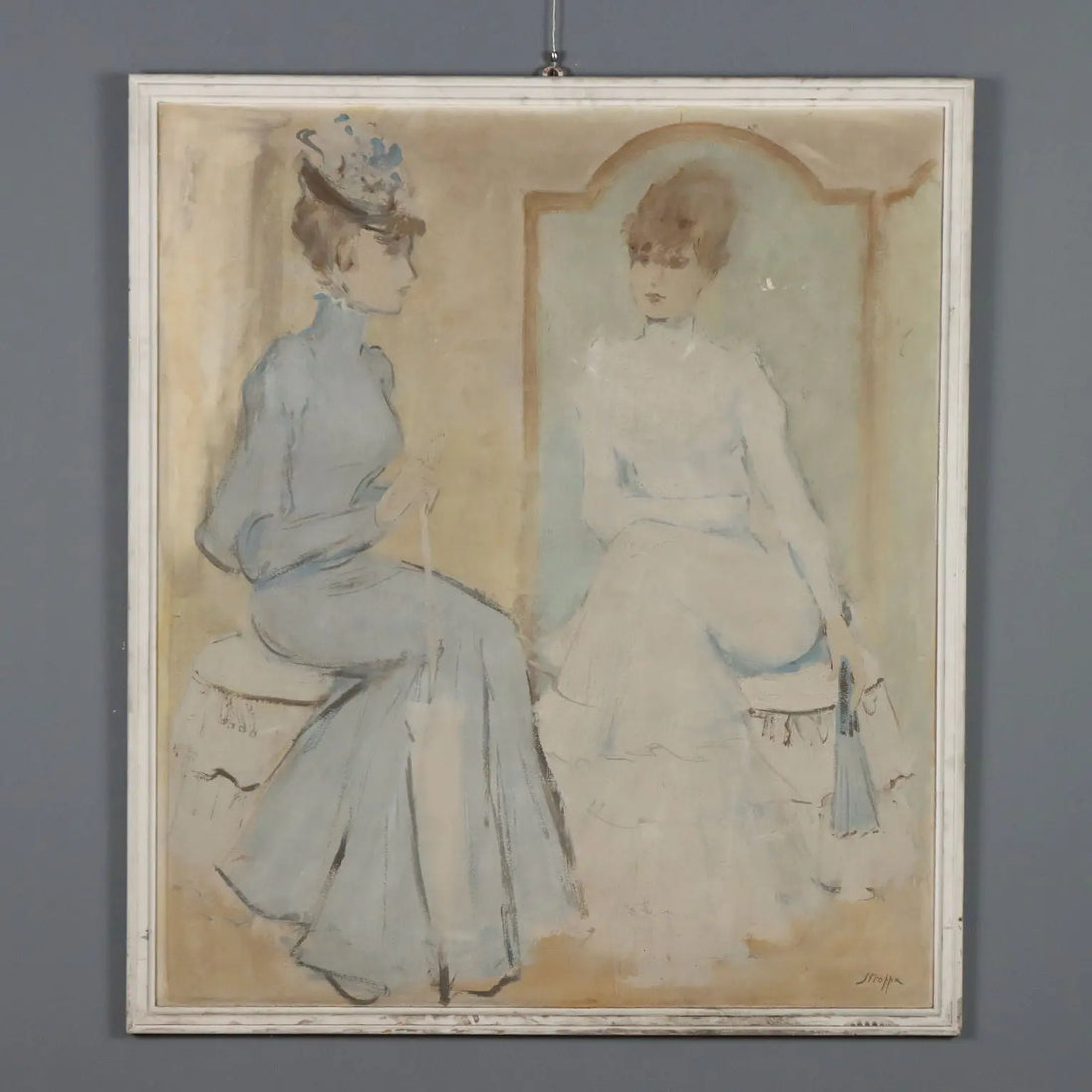 Modern Painting Signed Leonardo Stoppa Oil on Hardboard XX Century