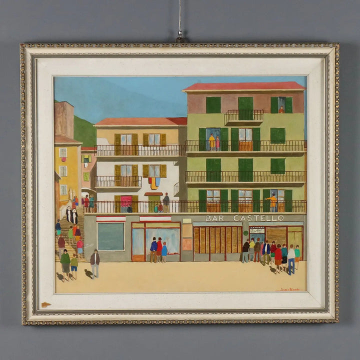Modern Painting Signed Giorgio Bianchi Oil on Hardboard 1971