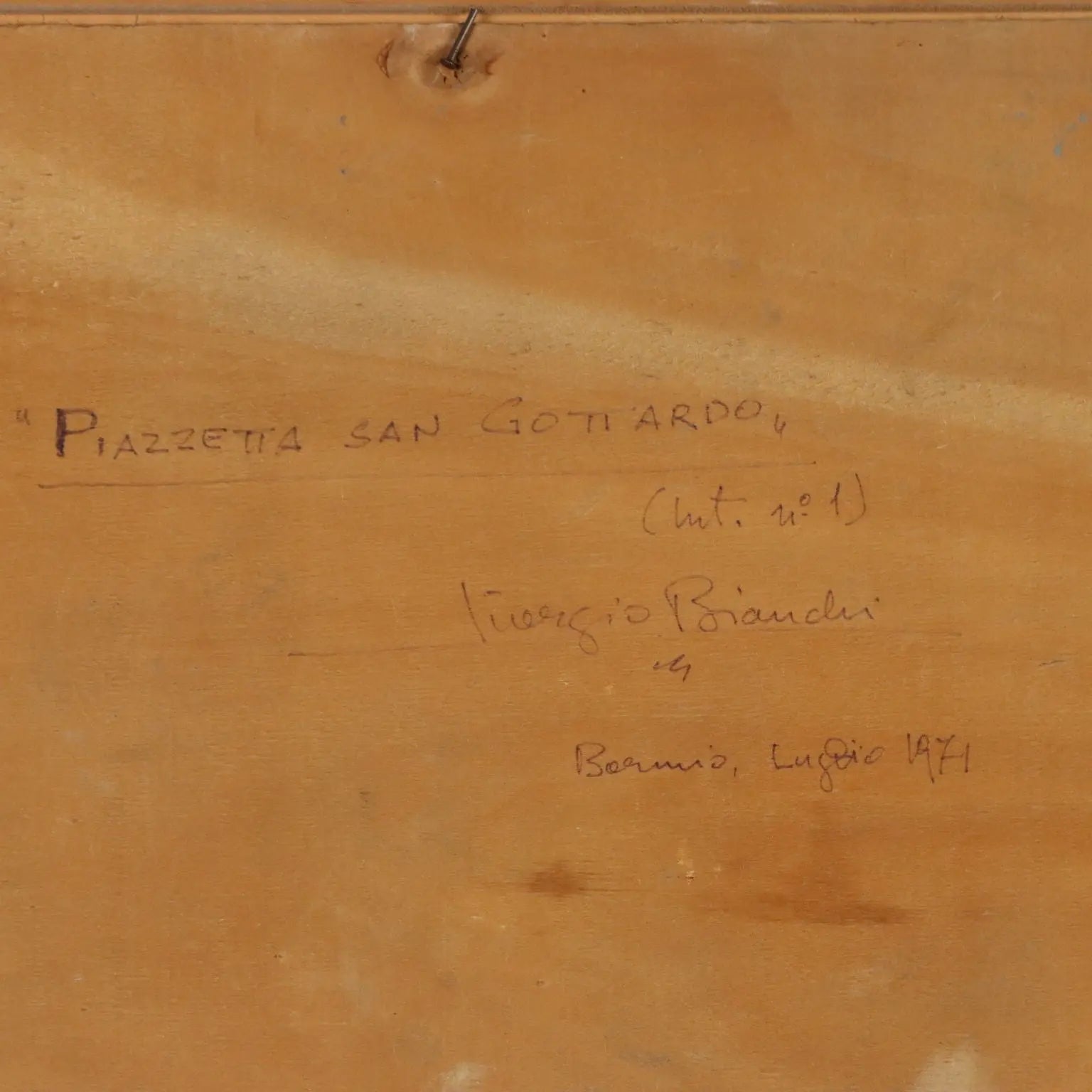 Modern Painting Signed Giorgio Bianchi Oil on Hardboard 1971
