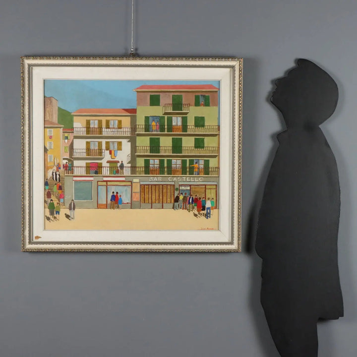Modern Painting Signed Giorgio Bianchi Oil on Hardboard 1971