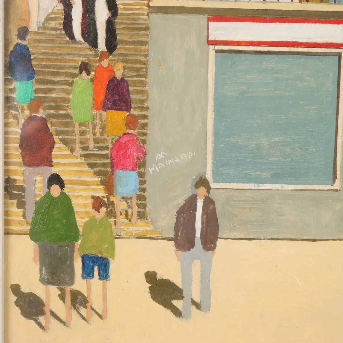 Modern Painting Signed Giorgio Bianchi Oil on Hardboard 1971