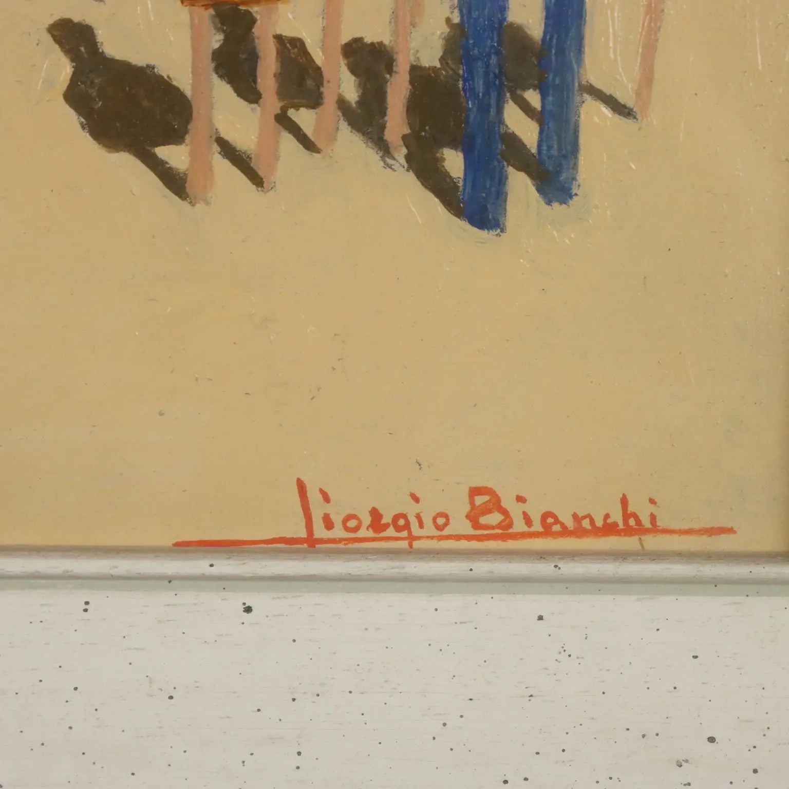 Modern Painting Signed Giorgio Bianchi Oil on Hardboard 1971