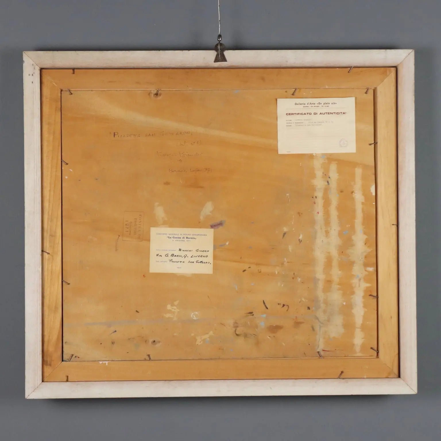 Modern Painting Signed Giorgio Bianchi Oil on Hardboard 1971