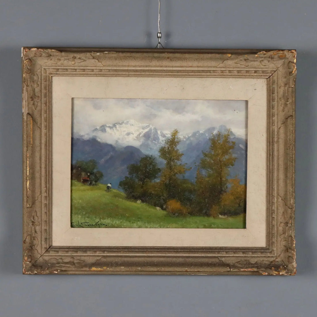Modern Painting Signed Ercole Garavaglia Oil on Hardboard '900