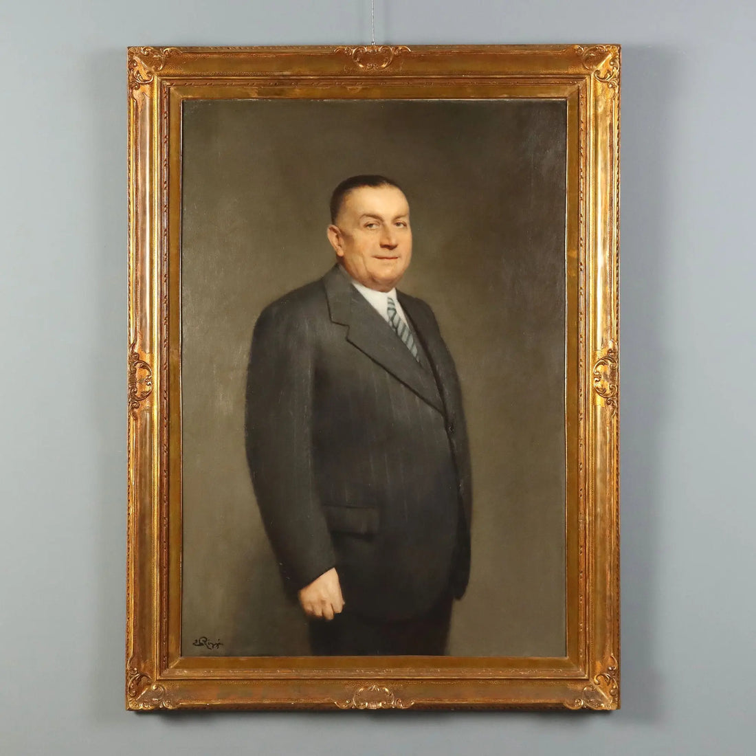 Modern Painting Signed Emilio Rizzi Male Portrait Oil on Canvas '900