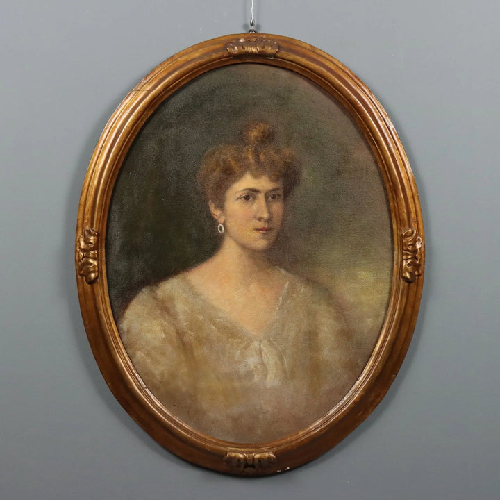 Modern Painting Portrait of a Young Woman Oil on Canvas '900