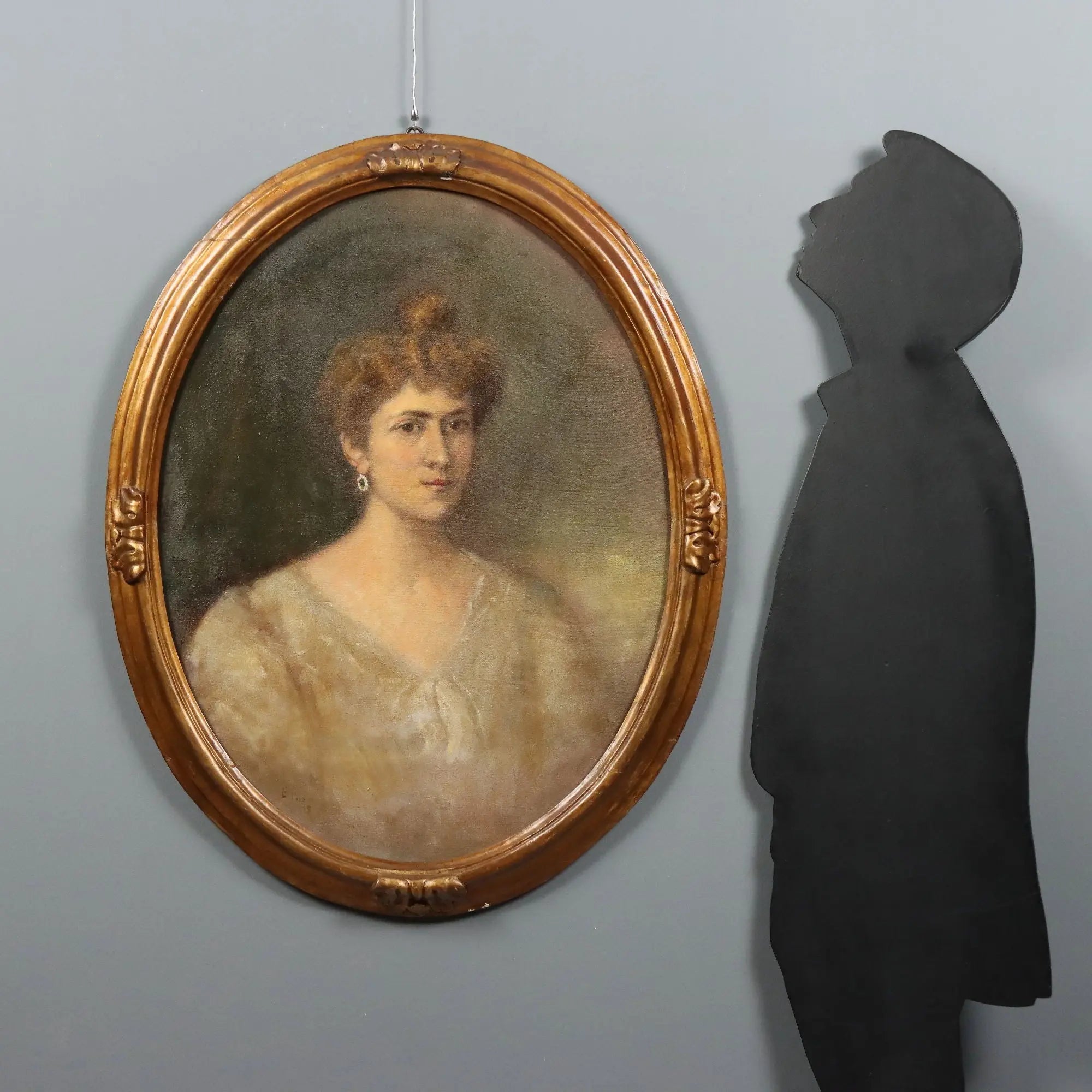 Modern Painting Portrait of a Young Woman Oil on Canvas '900