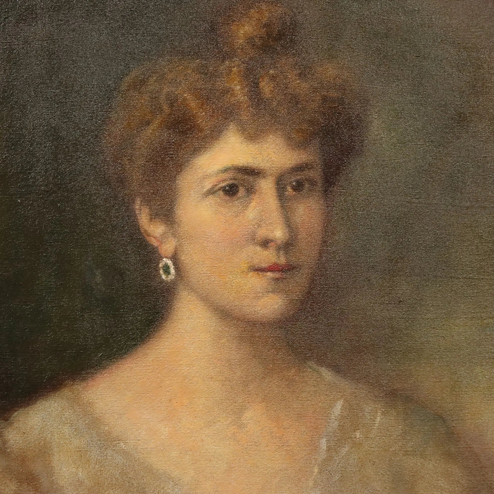 Modern Painting Portrait of a Young Woman Oil on Canvas '900