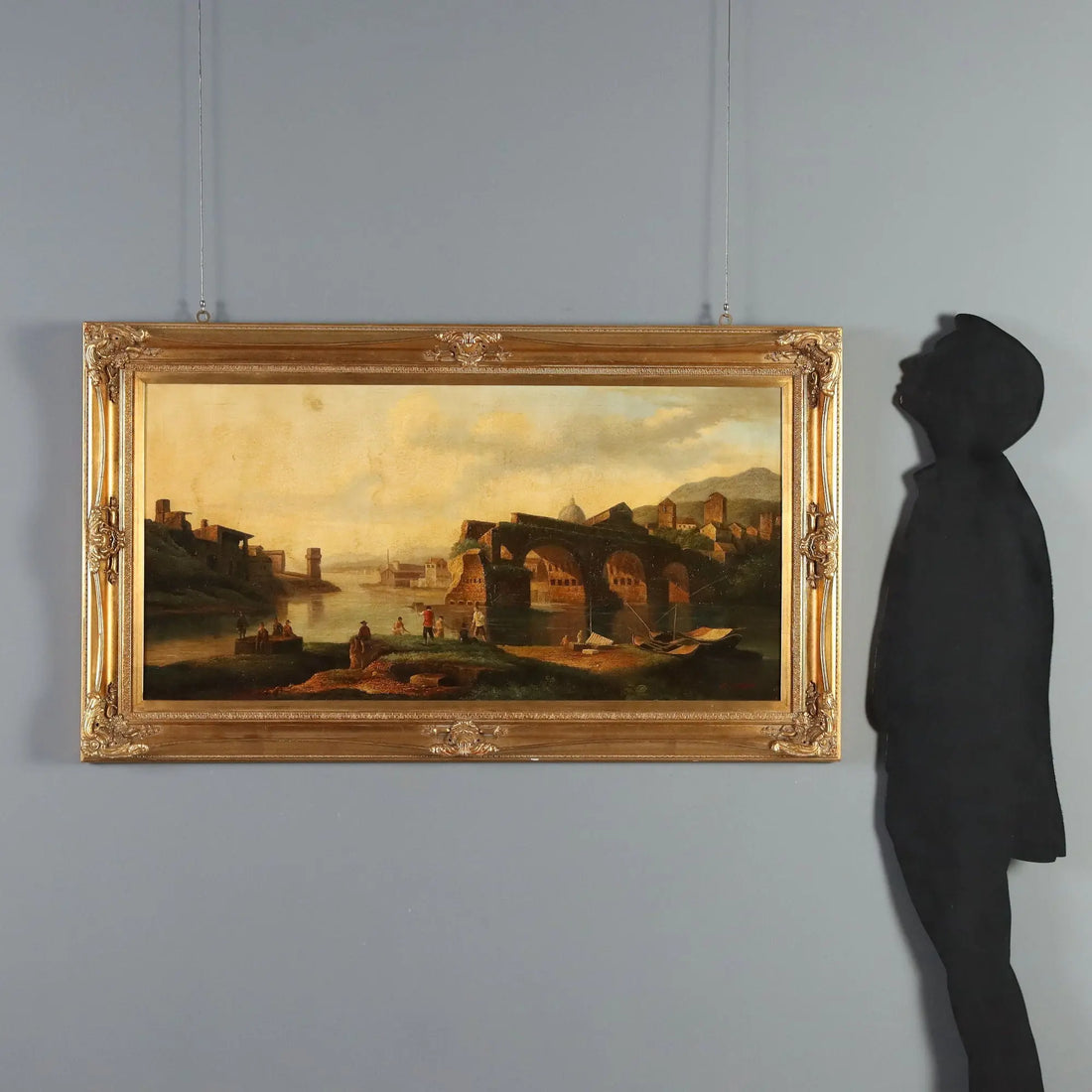 Modern Painting View of the Broken Bridge in Rome XX Century