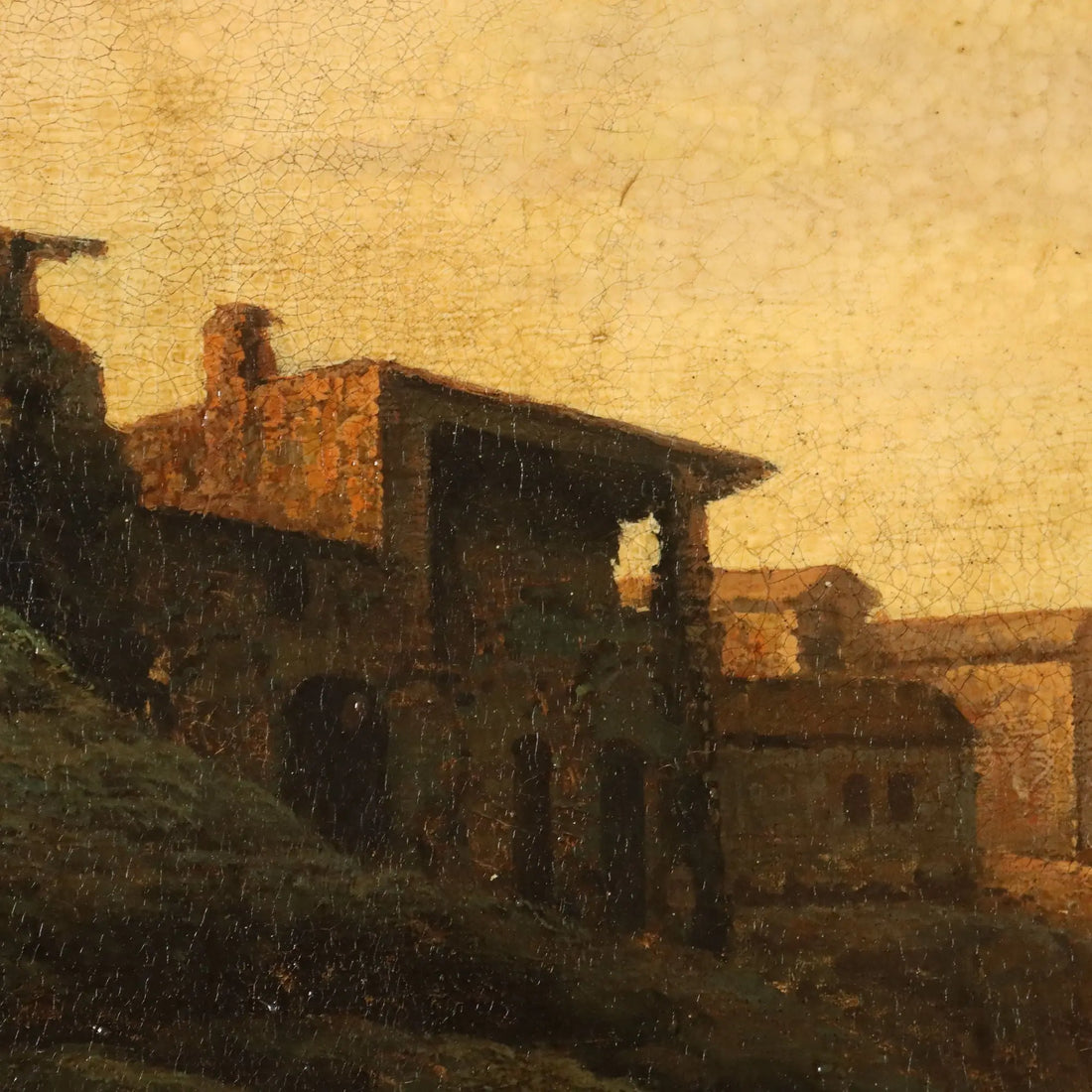 Modern Painting View of the Broken Bridge in Rome XX Century
