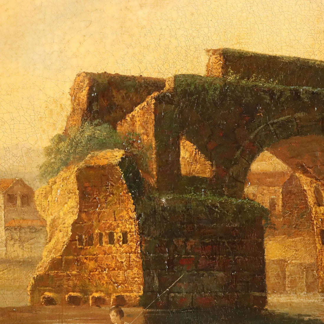 Modern Painting View of the Broken Bridge in Rome XX Century
