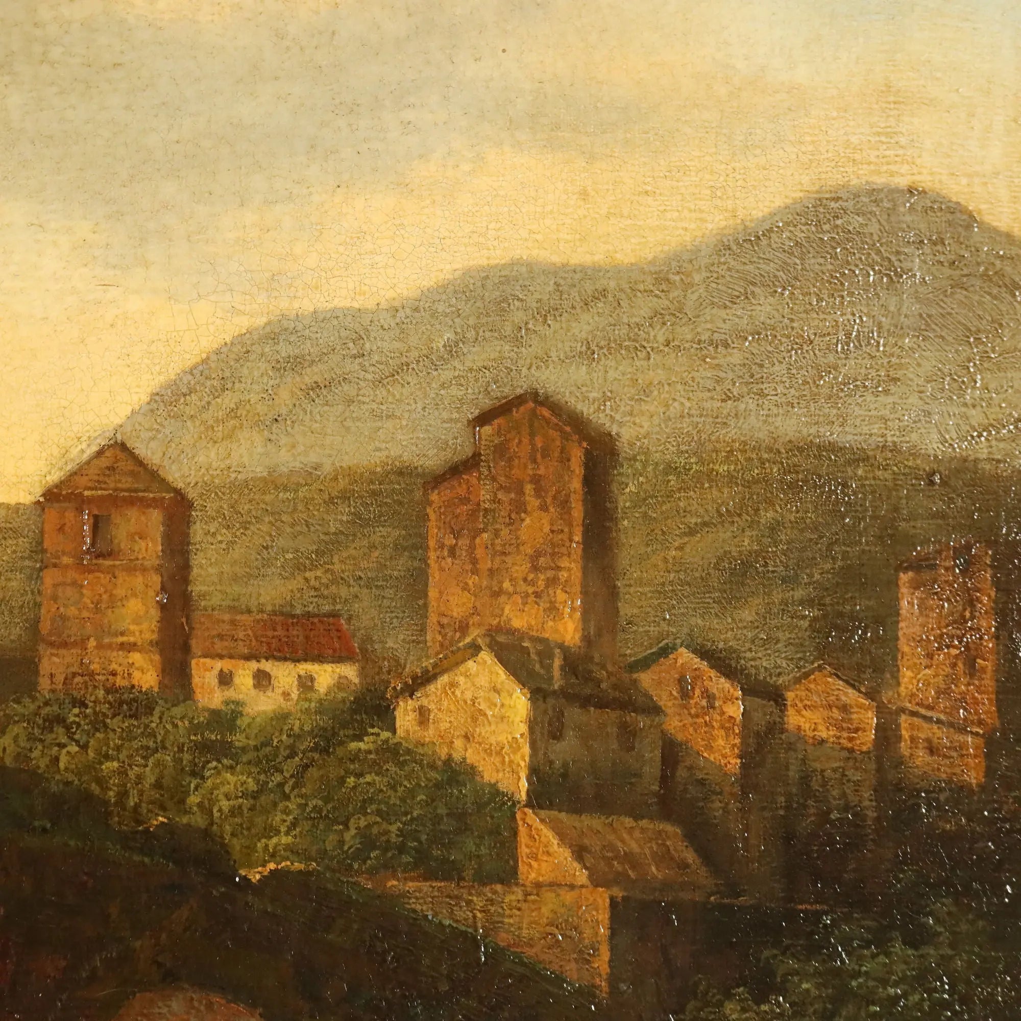 Modern Painting View of the Broken Bridge in Rome XX Century