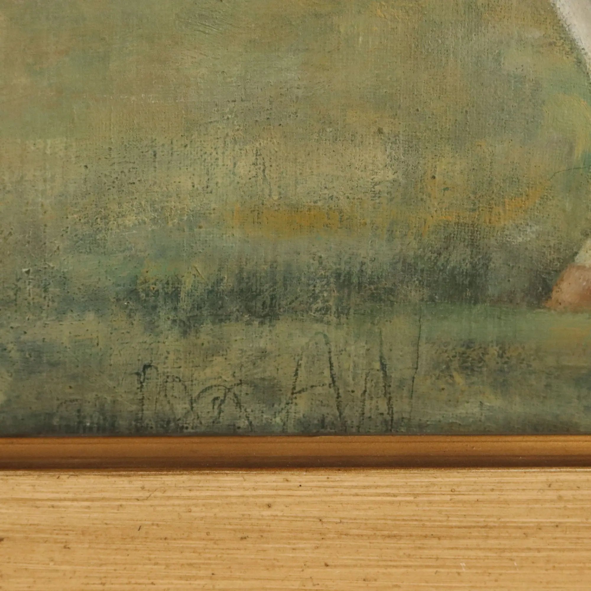 Modern Painting Landscape with Figures Oil on Canvas XX Century