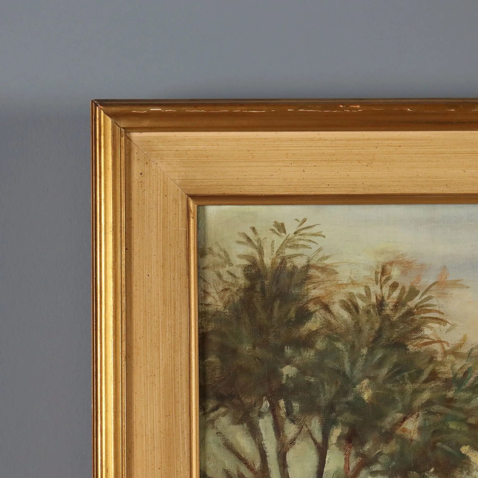 Modern Painting Landscape with Figures Oil on Canvas XX Century