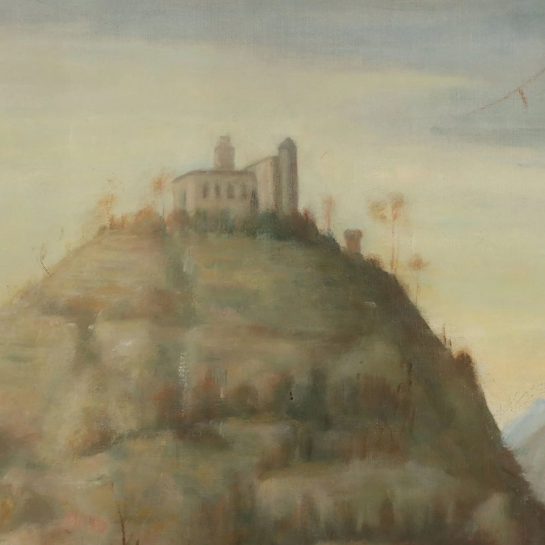 Modern Painting Landscape with Figures Oil on Canvas XX Century