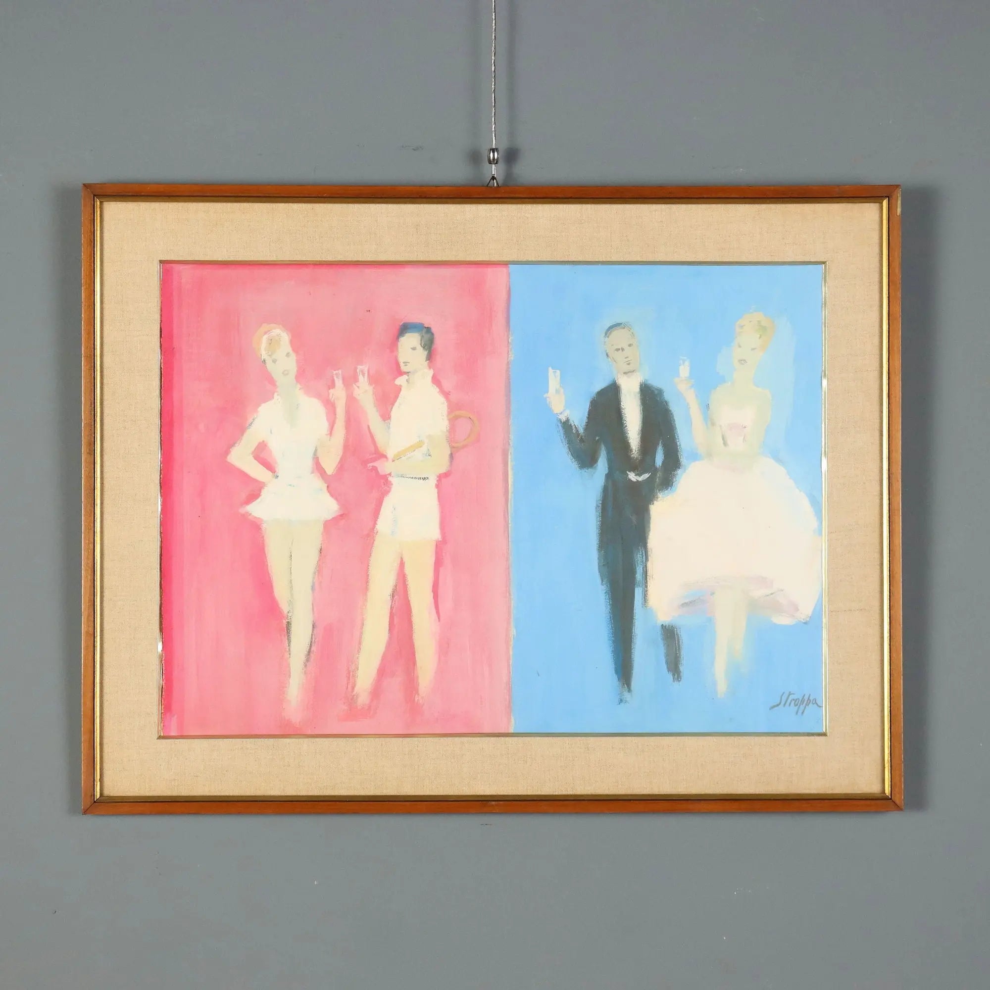 Modern Painting Signed Leonardo Stroppa Oil on Cardboard '900