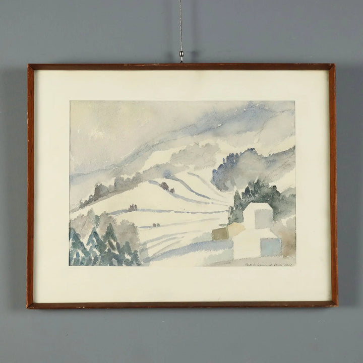 Modern Painting Attilio Rossi Watercolour on Wood Italy 1962