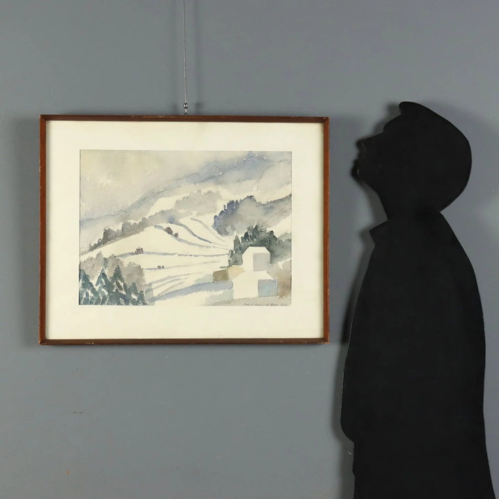 Modern Painting Attilio Rossi Watercolour on Wood Italy 1962