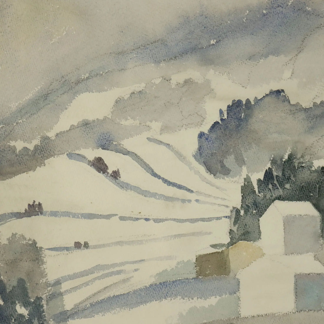 Modern Painting Attilio Rossi Watercolour on Wood Italy 1962