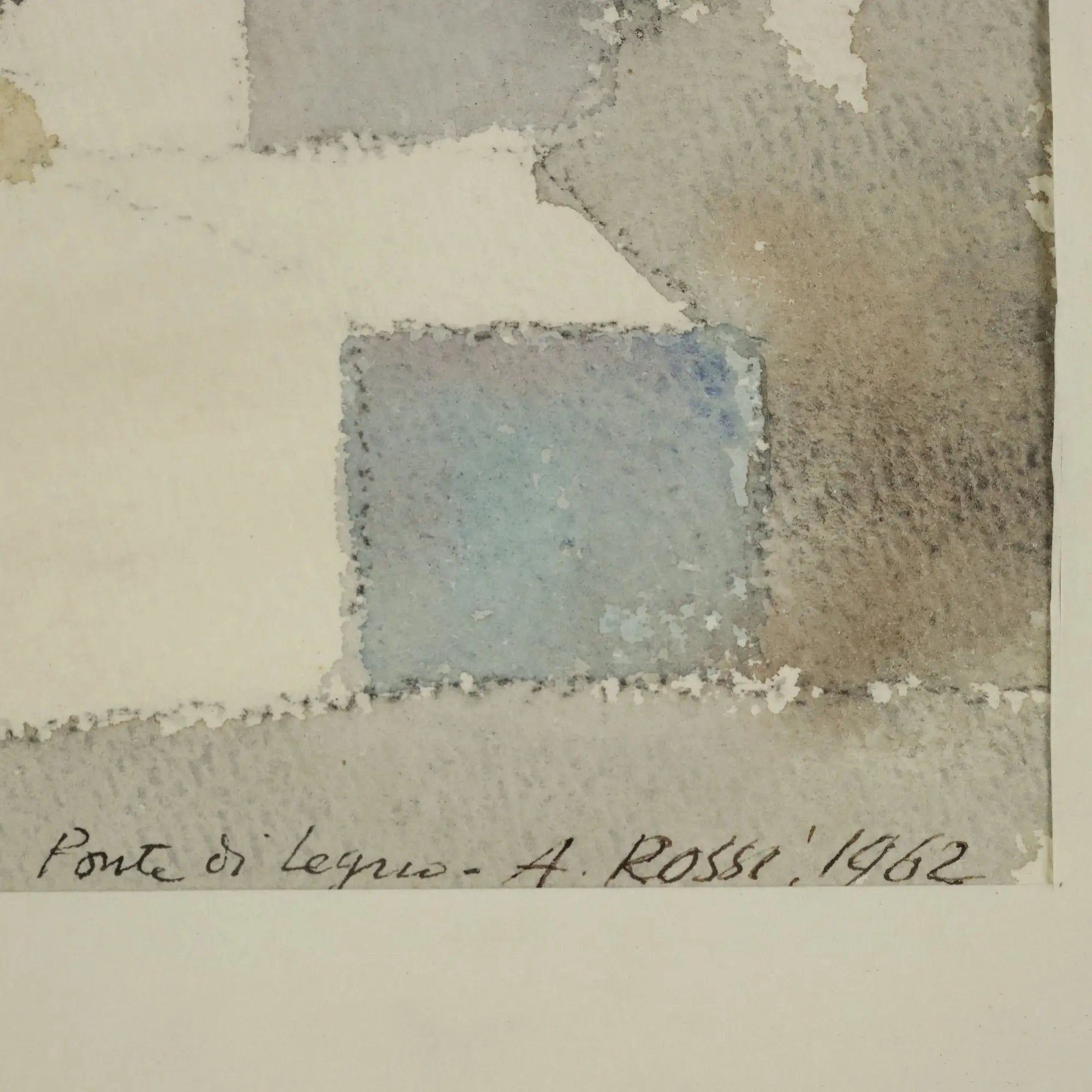 Modern Painting Attilio Rossi Watercolour on Wood Italy 1962