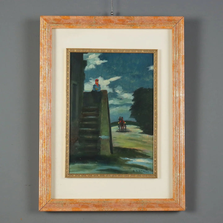 Modern Painting Signed Renato Natali Oil on Hardboard XX Century