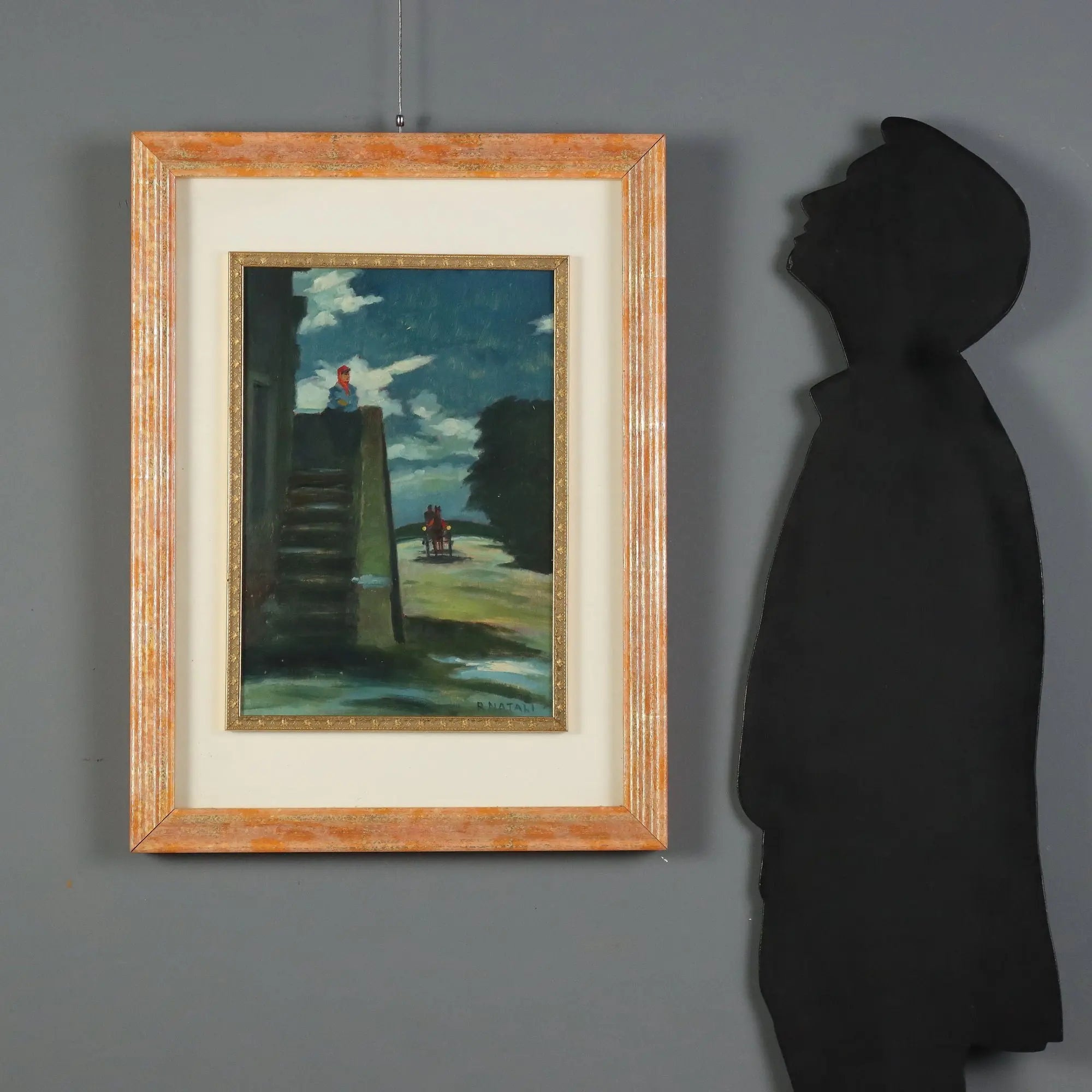Modern Painting Signed Renato Natali Oil on Hardboard XX Century