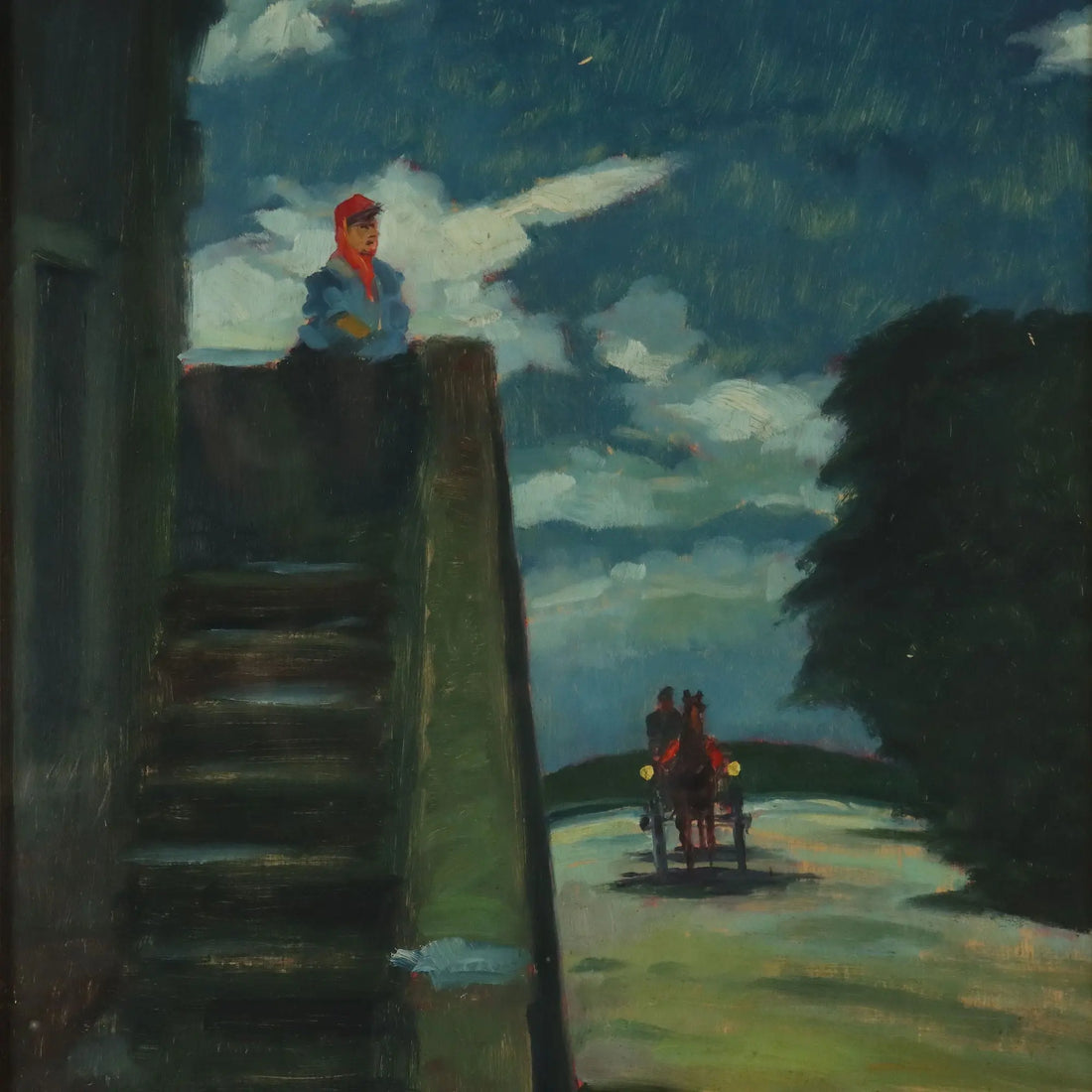 Modern Painting Signed Renato Natali Oil on Hardboard XX Century
