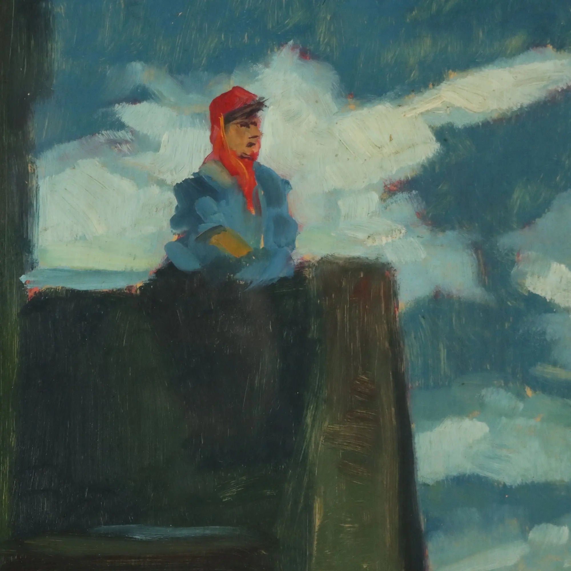 Modern Painting Signed Renato Natali Oil on Hardboard XX Century