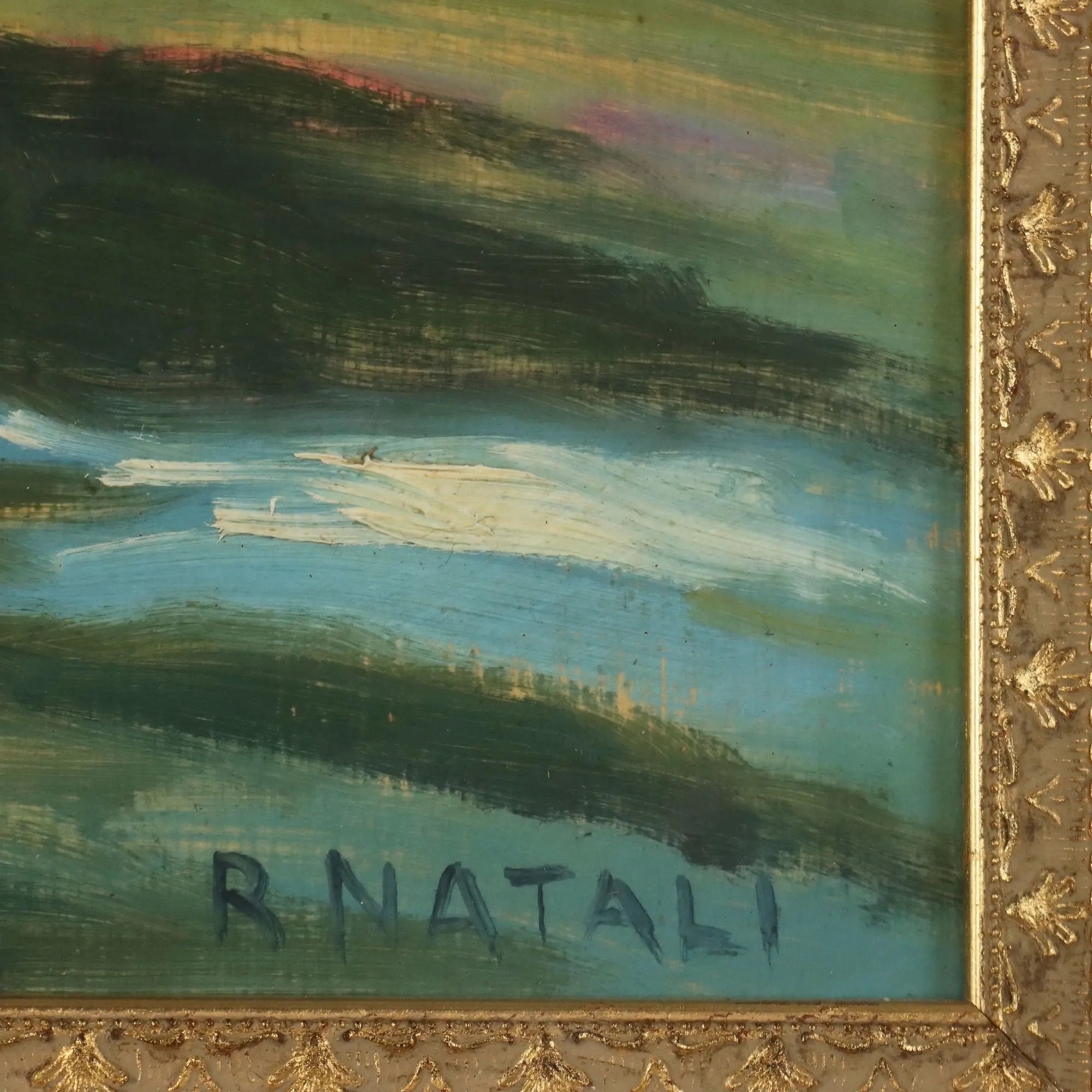 Modern Painting Signed Renato Natali Oil on Hardboard XX Century