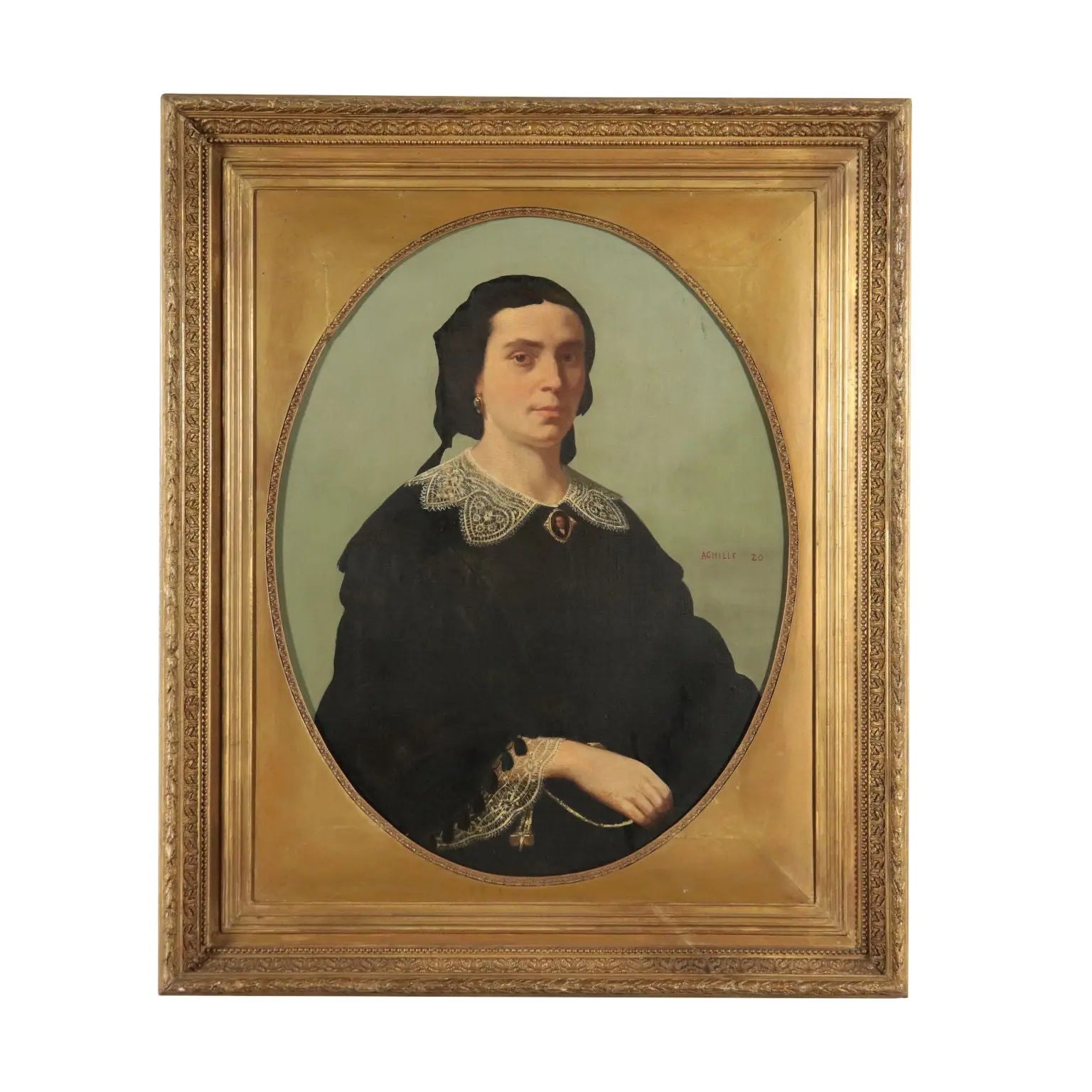 Antique Painting Signed Achille Zo Oil on Canvas XIX Century - Female Portrait | Art | 19th Century