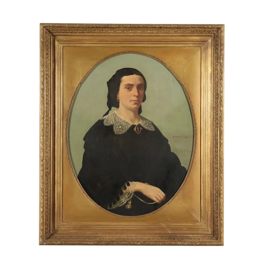 Antique Painting Signed Achille Zo Oil on Canvas XIX Century - Female Portrait | Art | 19th Century