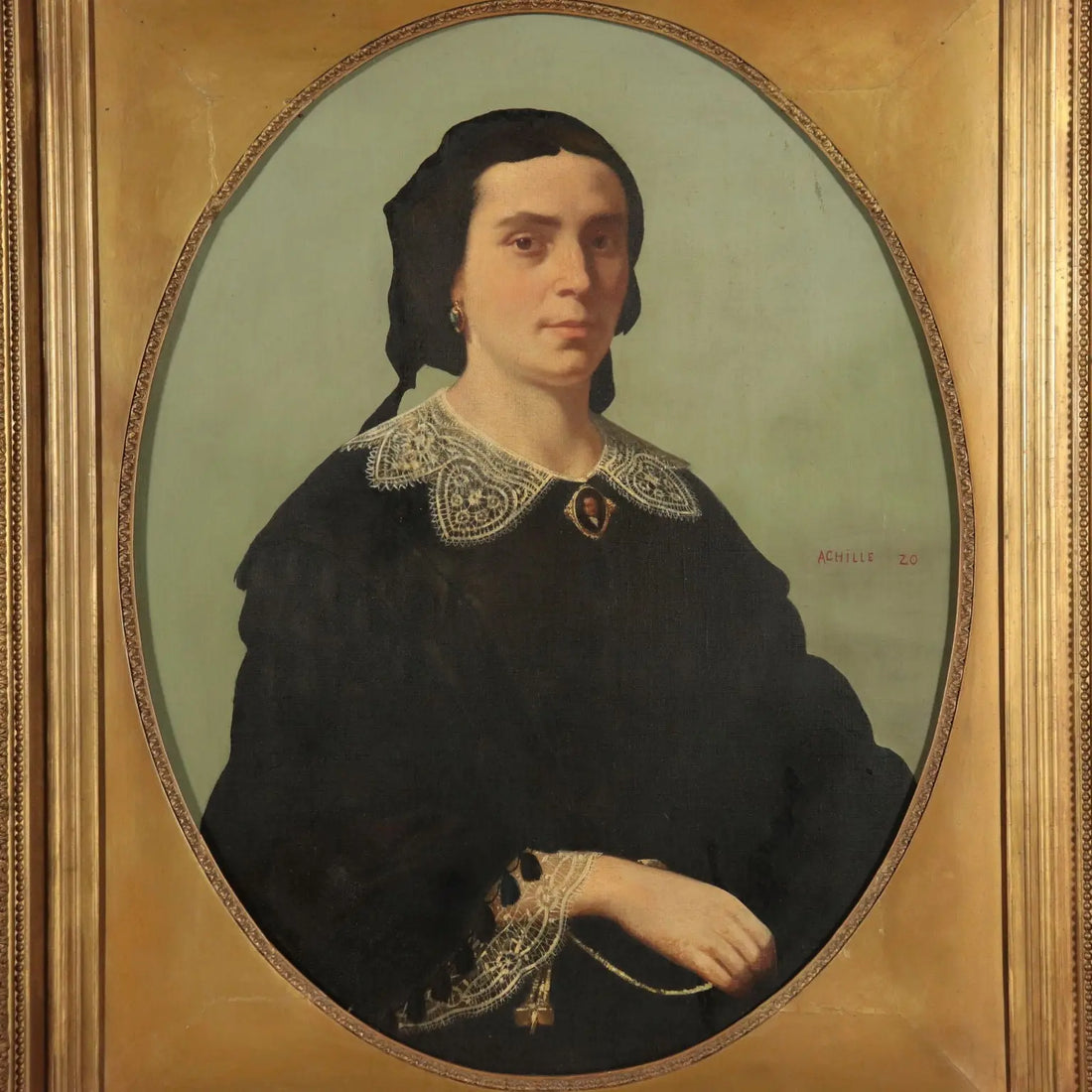 Antique Painting Signed Achille Zo Oil on Canvas XIX Century - Female Portrait | Art | 19th Century