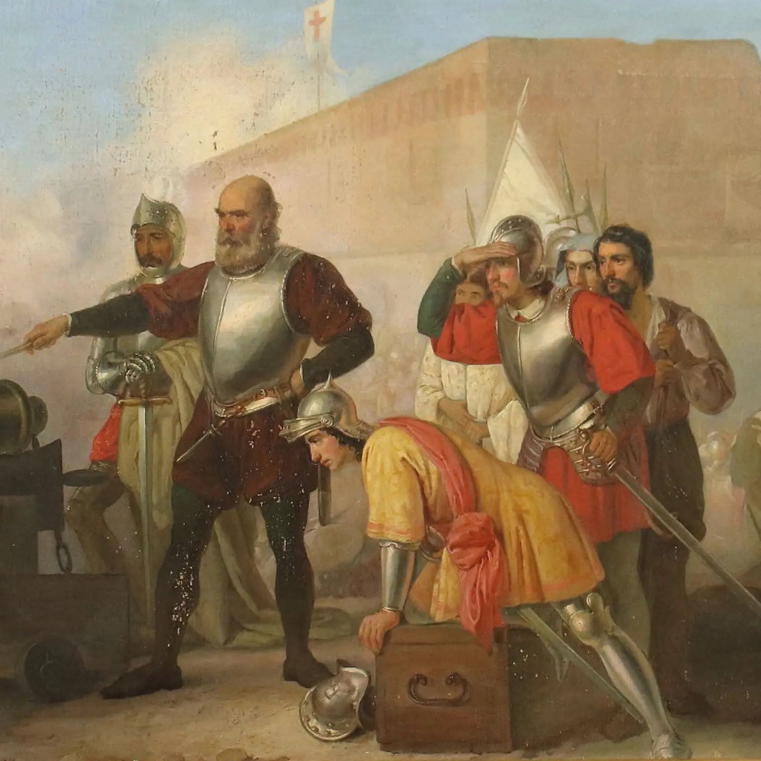 Giovanni Boni Oil On Canvas 19th Century - Siege Scene | Art | 19th Century