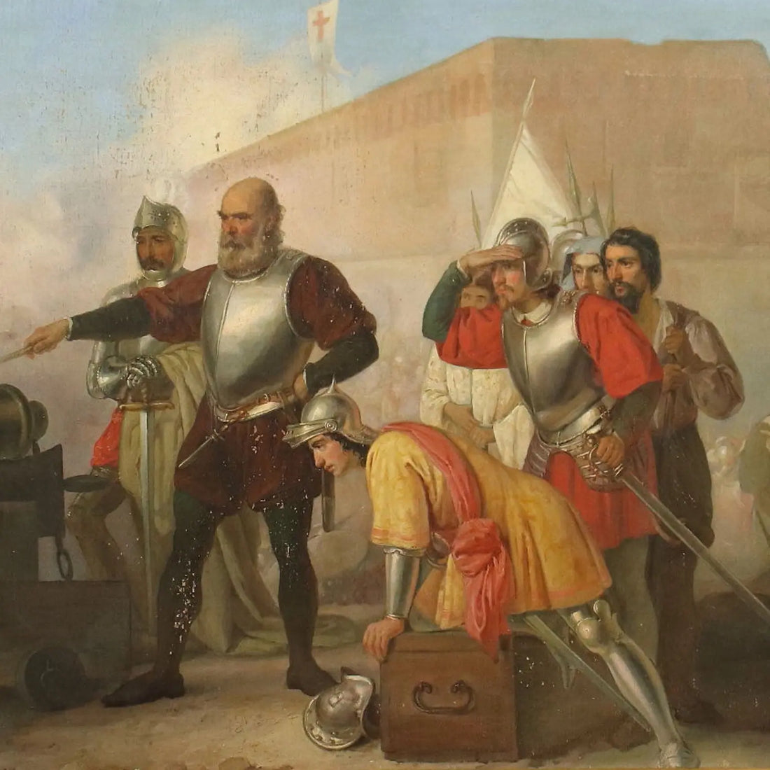 Giovanni Boni Oil On Canvas 19th Century - Siege Scene | Art | 19th Century