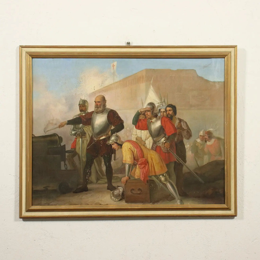 Giovanni Boni Oil On Canvas 19th Century - Siege Scene | Art | 19th Century