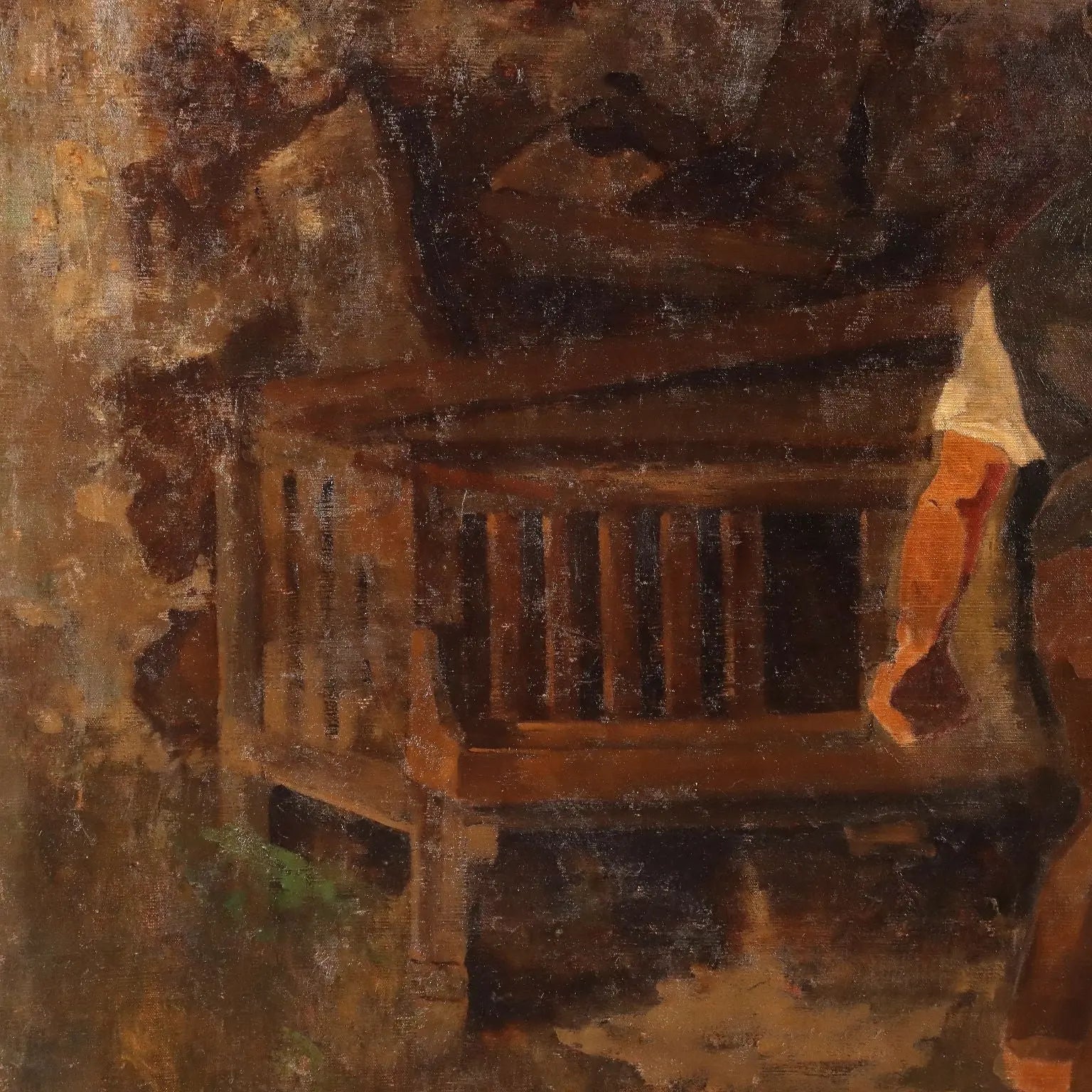 Ancient Painting G. Sottocornola '800 Interior of a Stable Canvas - Stable interior | Art | 19th Century