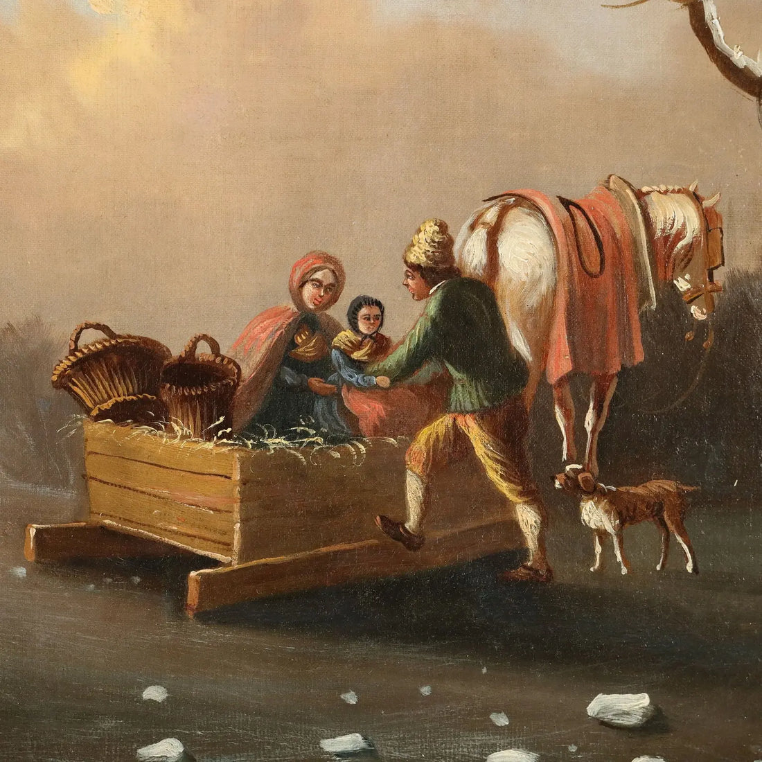 Antique Painting with Winter Landscape Oil on Canvas XIX Century | Art | 19th Century