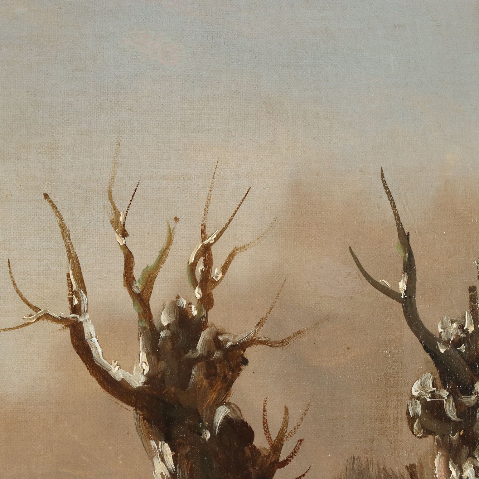 Antique Painting with Winter Landscape Oil on Canvas XIX Century | Art  19th Century