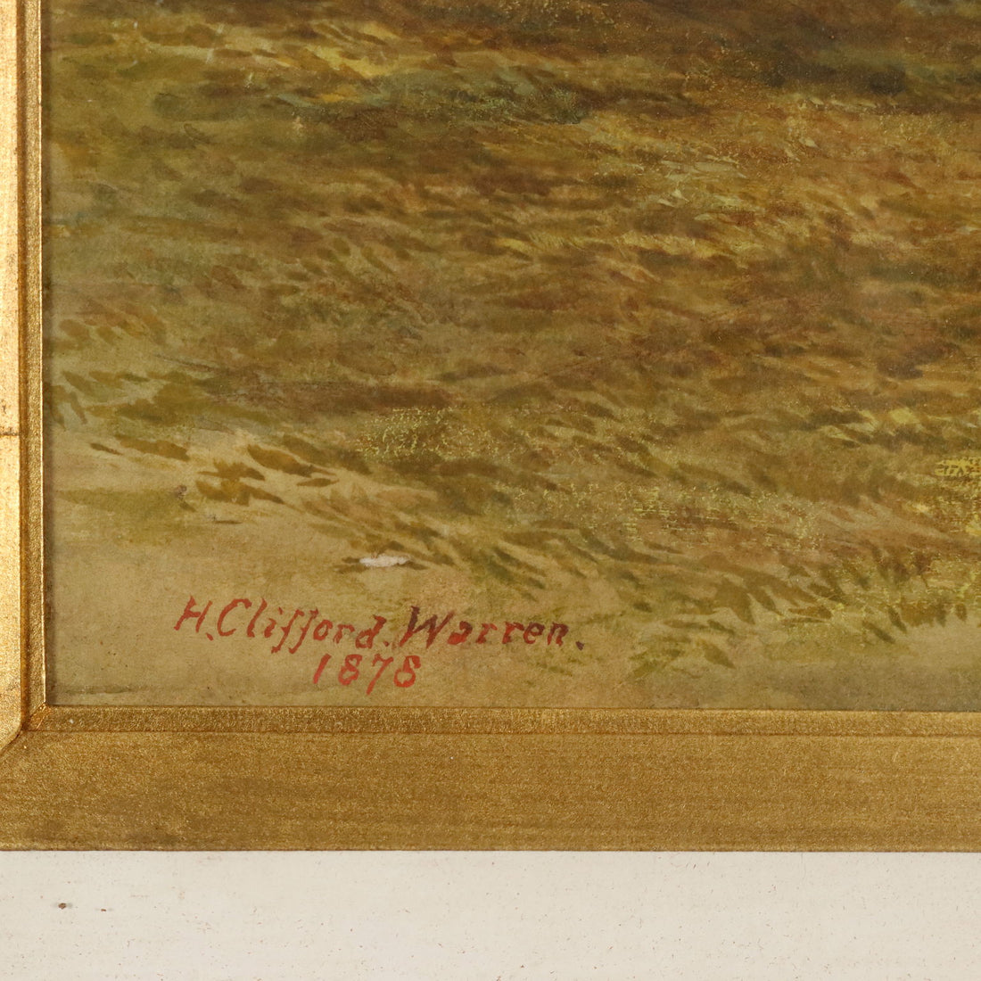 Antique Painting H. Clifford Warren Watercolour and Pencil 1878 - Landscape with River and Figures 1878 | Art  19th Century