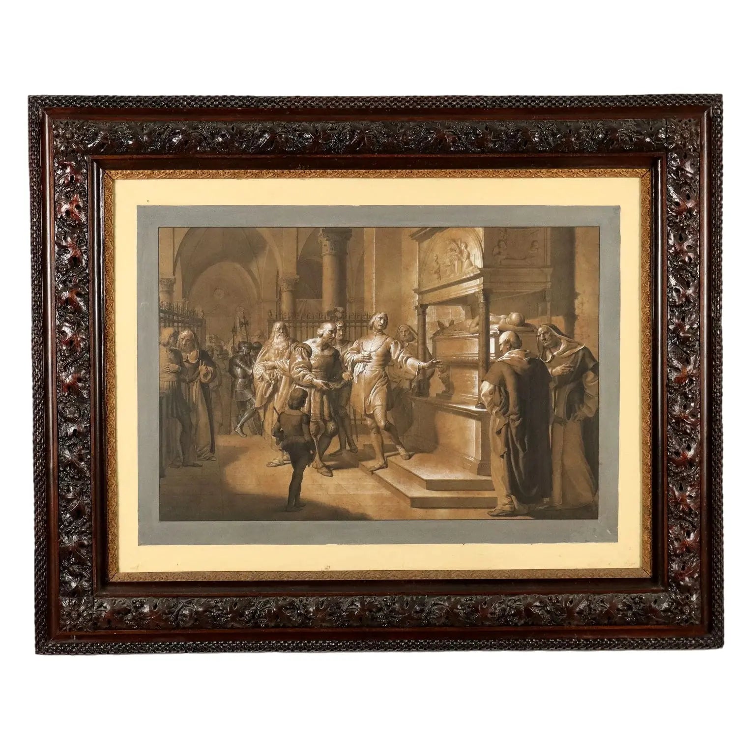 Antique Painting Ludovico il Moro Mixed Technique XIX Century - Ludovico il Moro's farewell to his wife.. | Art | 19th Century