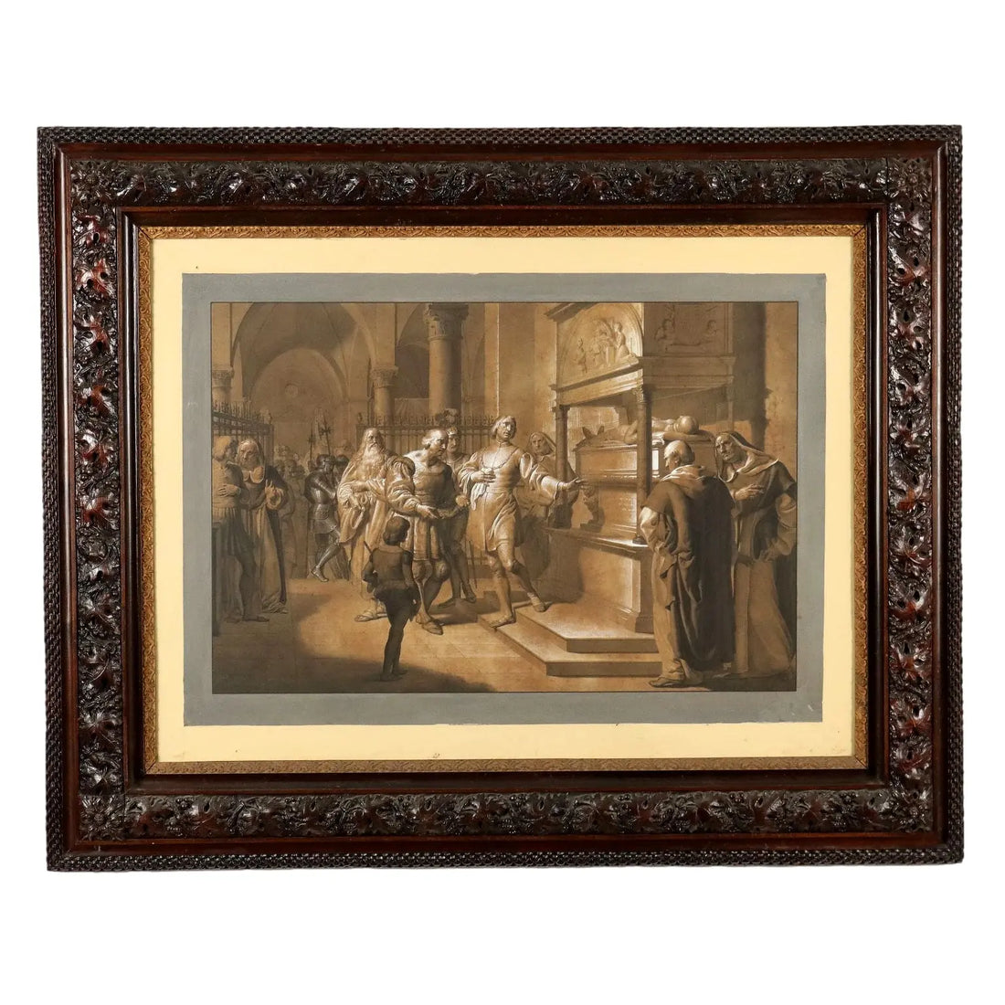 Antique Painting Ludovico il Moro Mixed Technique XIX Century - Ludovico il Moro's farewell to his wife.. | Art | 19th Century