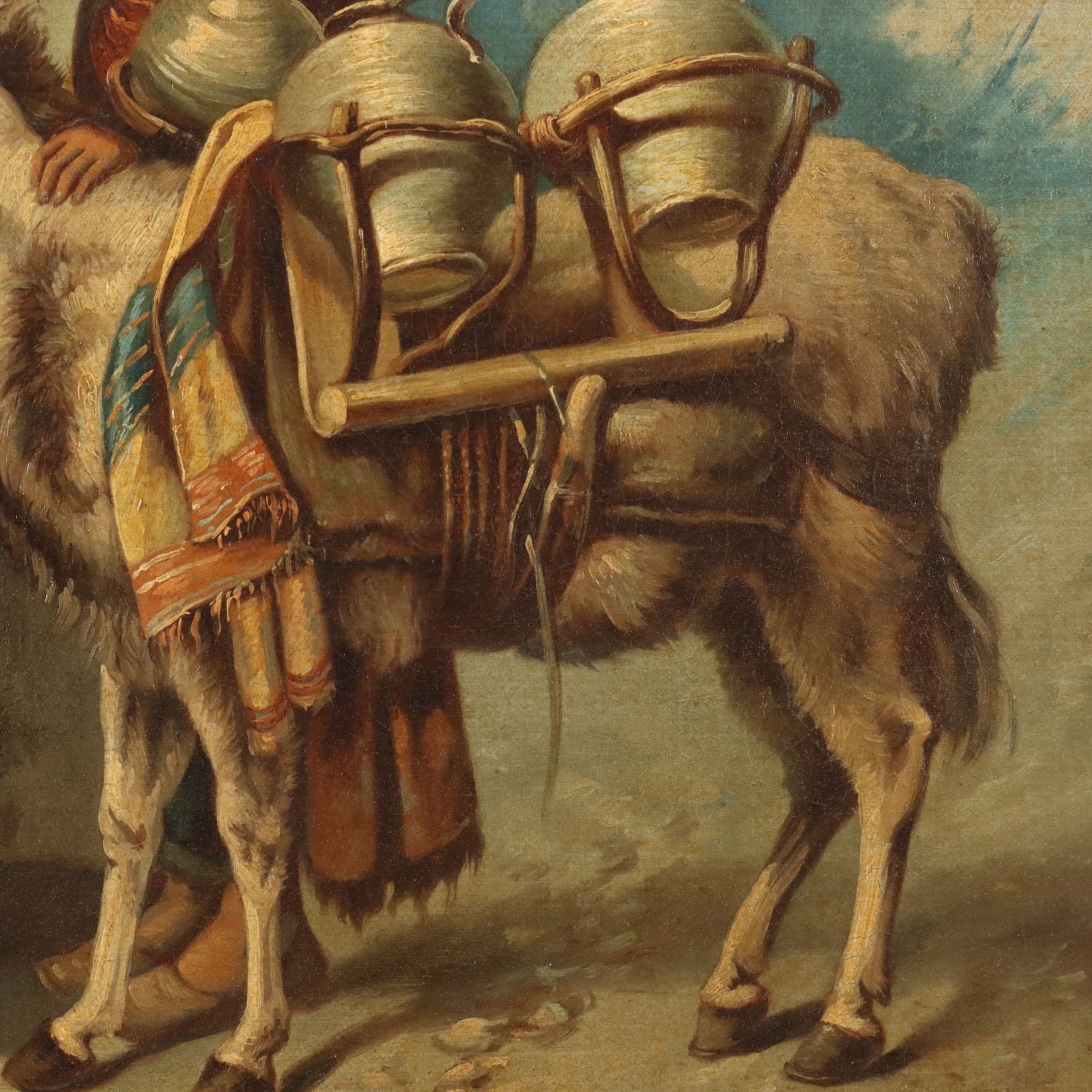 Antique Painting Signed Joseph Haier Courtship at the Well 1873 - Courtship at the Well 1873 | Art  19th Century